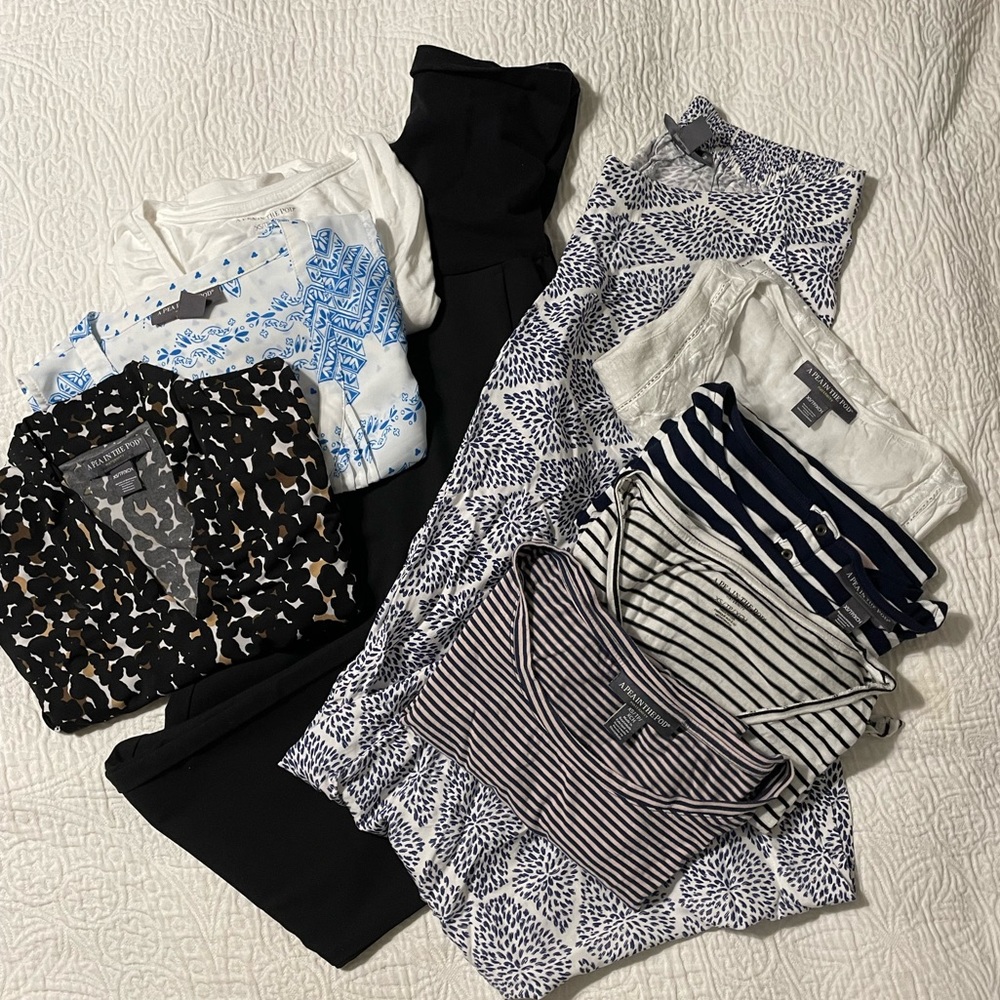 A Pea In The Pod Maternity Tops & Pants Bundle (9 items!)